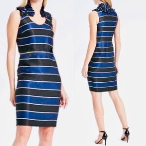 Banana Republic Striped Black and Blue Sleeveless Dress - size 2P